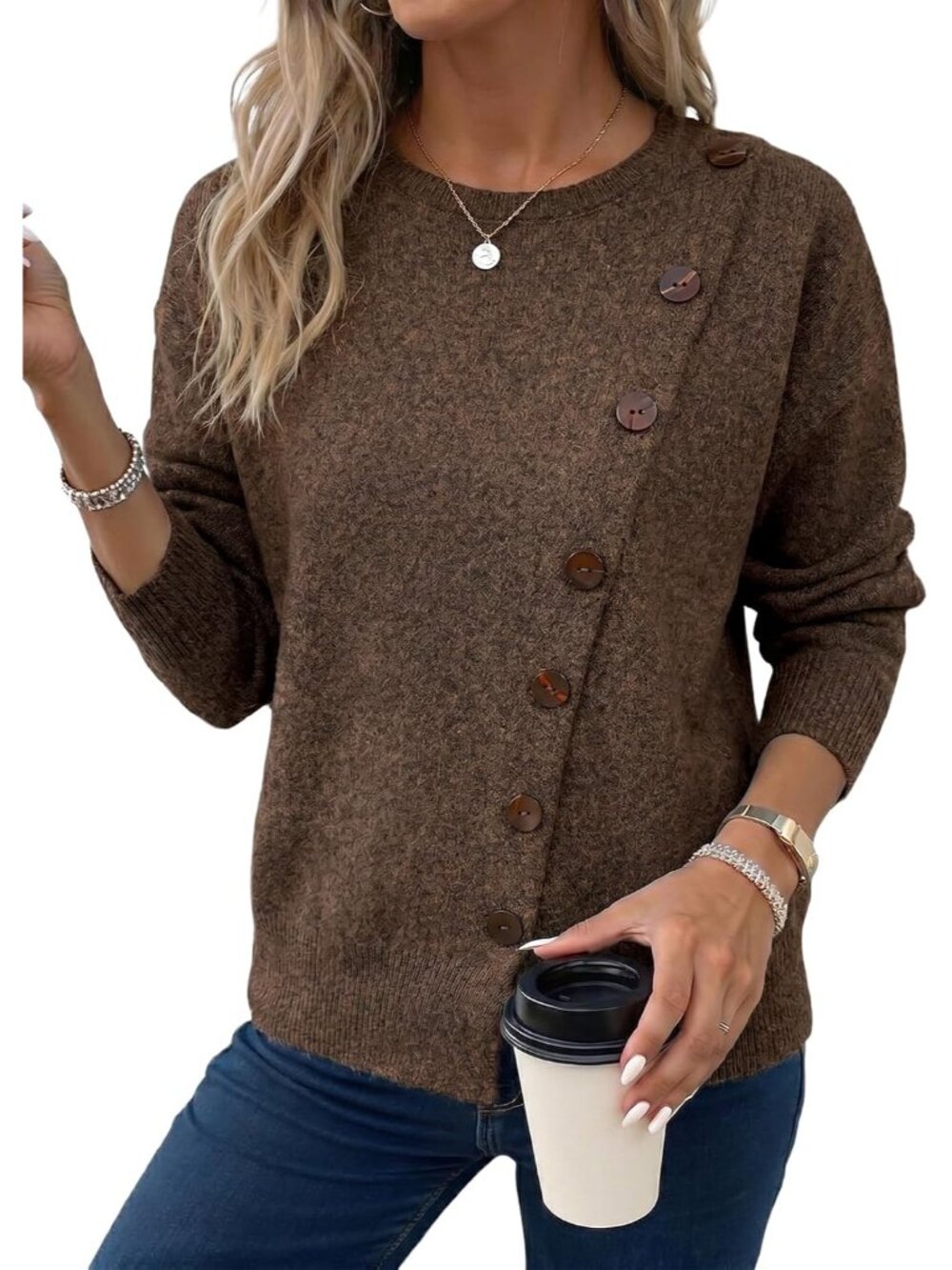 Trendy Women's Crewneck Sweater - Elegant & Versatile